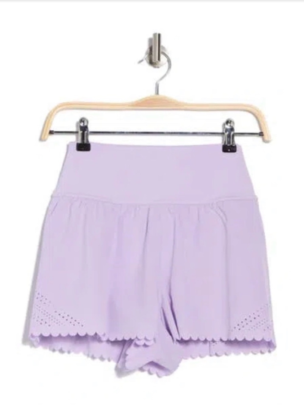 Yogalicious Lux Scalloped Laser Cut Running Shorts Lilac Lavender Small
